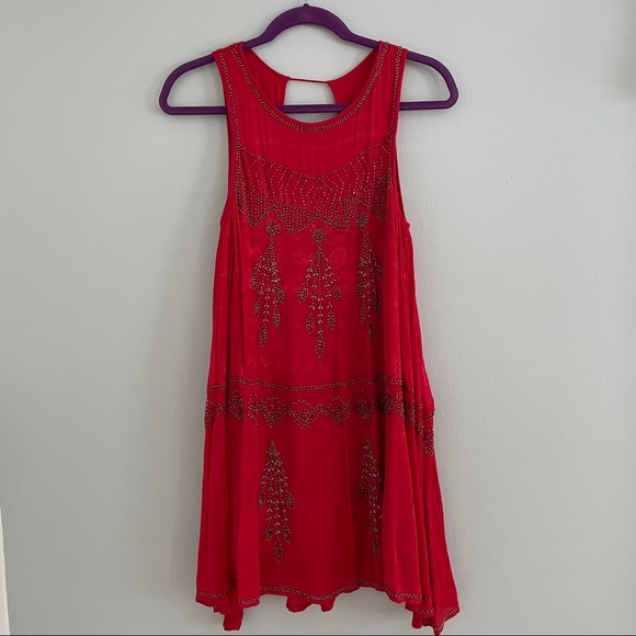 free people red beaded dress Free People Sylvia Beaded Dress